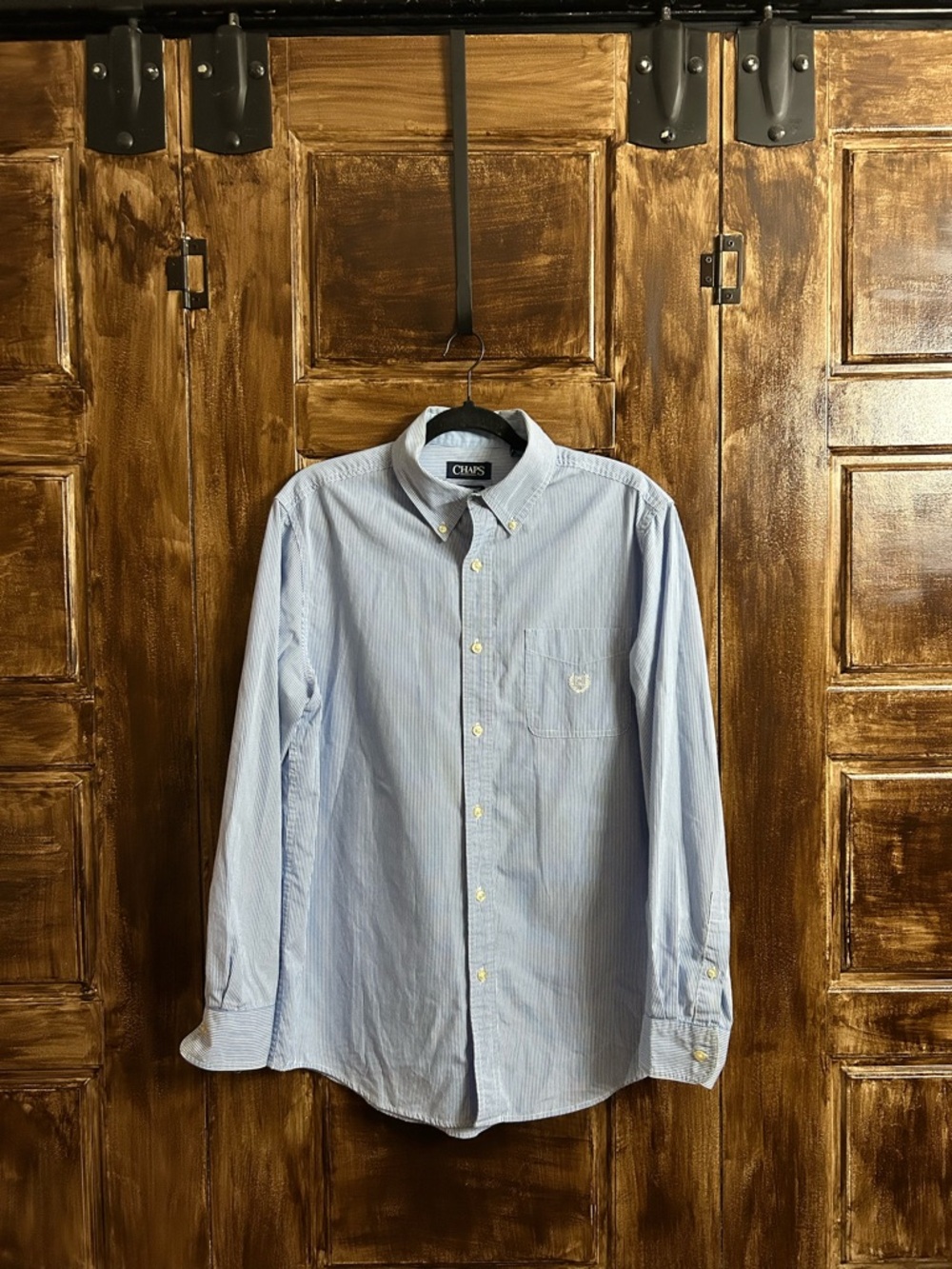 Chaps Men’s Light Blue Pinstripe Button-Down Shirt